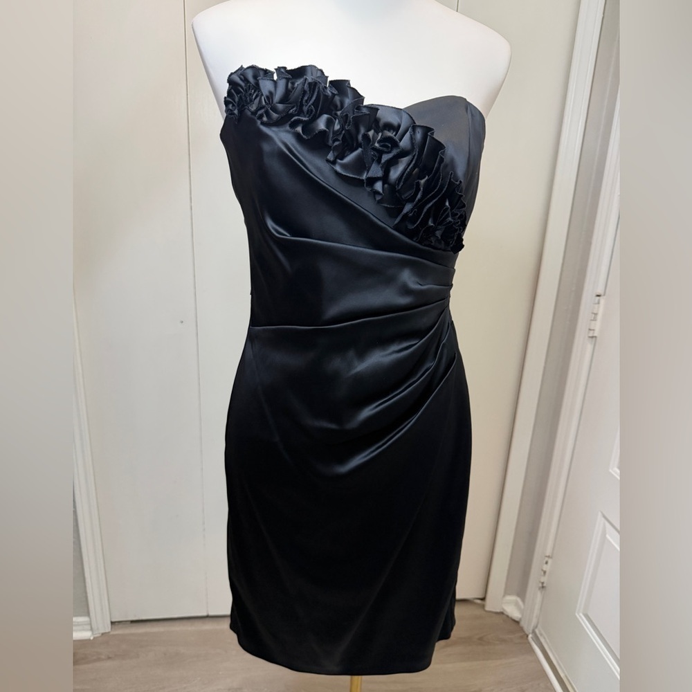 White House Black Market Sleek Black Mini Dress - Picture 2 of 12